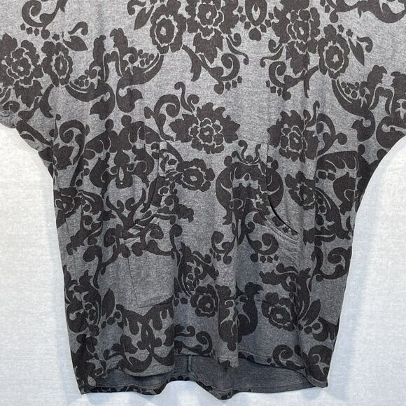 Soma Luxuriously Soft Live Hooded Loungewear Women Size M Gray Floral Batwing - Picture 6 of 12